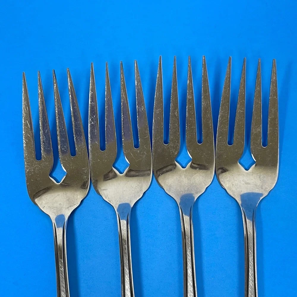 Vintage Oneida Summer Mist Autumn Glow Stainless Seafood Cocktail Forks 4 Sliver